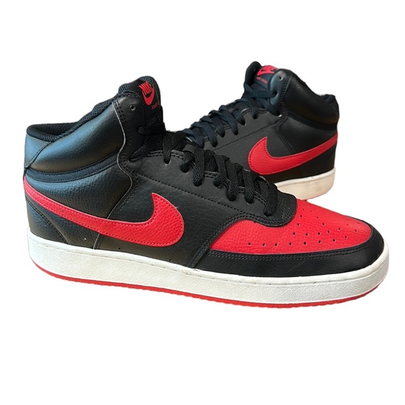 Nike Court Vision Mid #DM8682-001 Black Red University Men's Basketball Shoes 10 - Picture 4 of 13